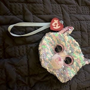 TY Flippables Sequins 5" WHIMSY the Cat Wristlet Coin Purse
